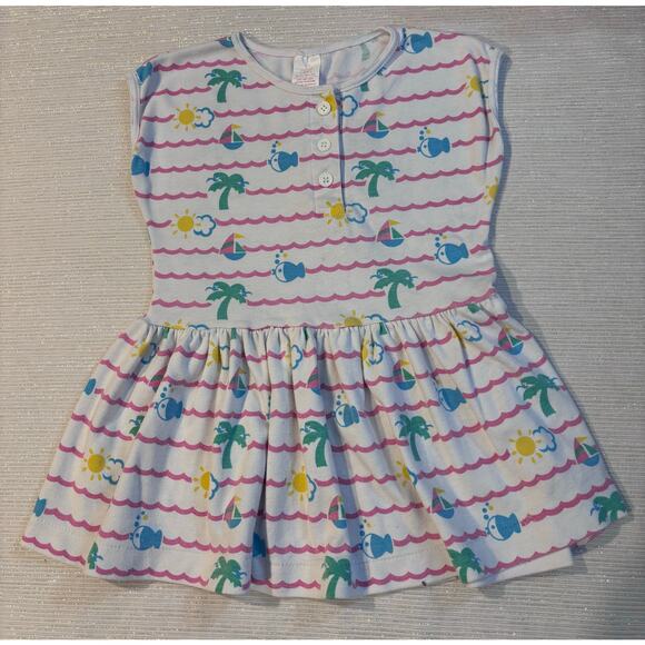 Vintage SEARS Baby Toddler Girl 3T Top Dress Faded Fishies Theme! So Cute! - Picture 2 of 6